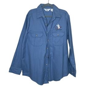 Black Duck Chamois XL Mens Blue Cotton Long Sleeve Collared Button Up Shirt